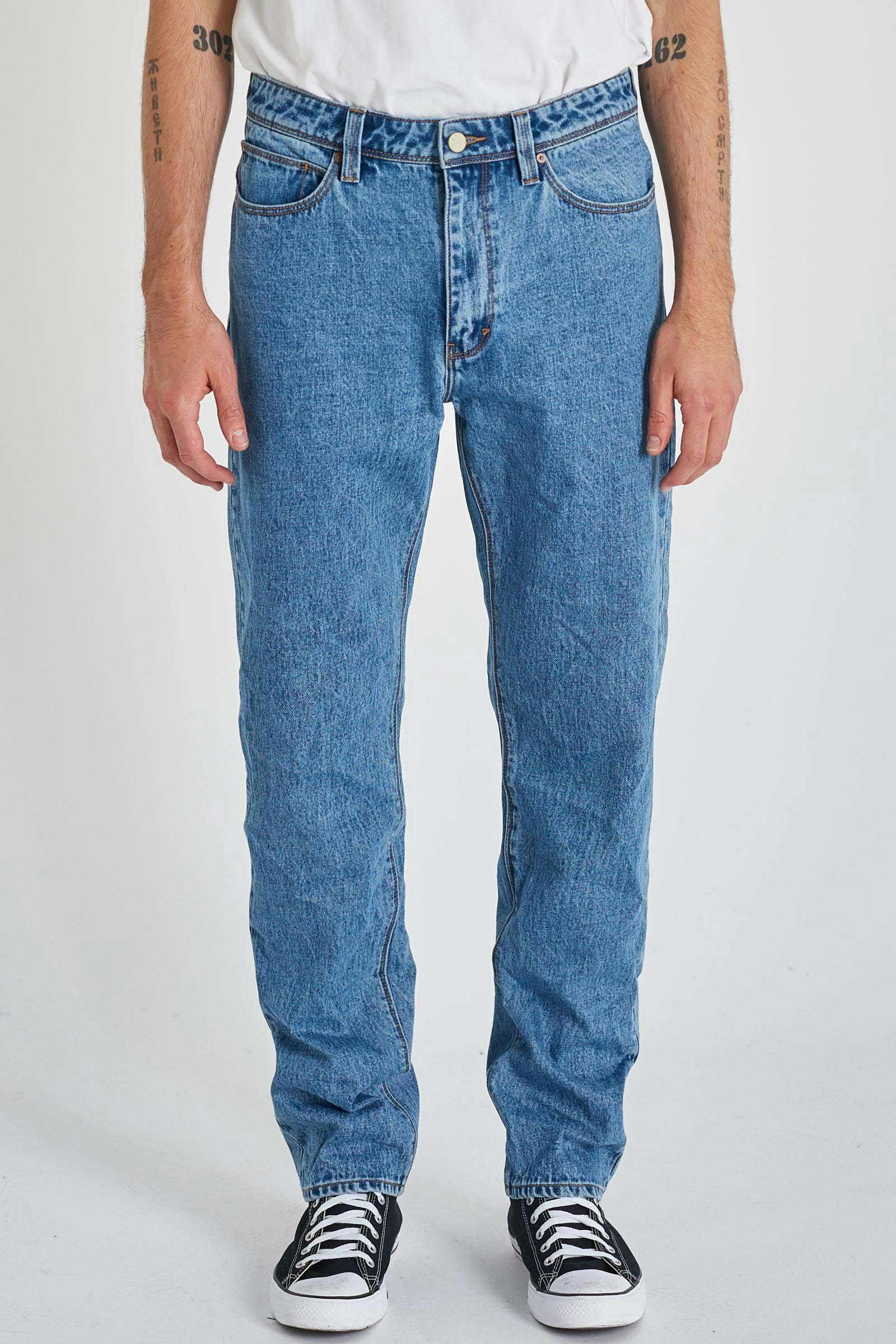 Levi's high waisted tapered jeans in mid-stone wash